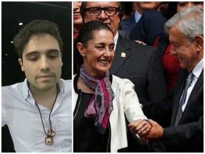 Ovidio Guzmán López (L), Andres Manuel Lopez Obrador and Claudia Sheinbaum (R) (AP File