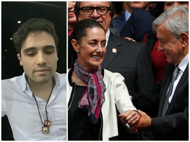 Ovidio Guzmán López (L), Andres Manuel Lopez Obrador and Claudia Sheinbaum (R) (AP File